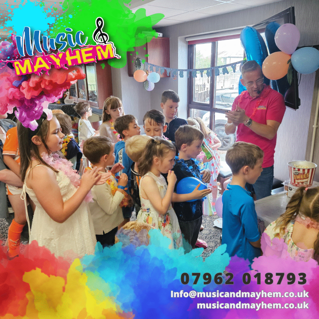 Family birthday party hosted by Music & Mayhem entertainers