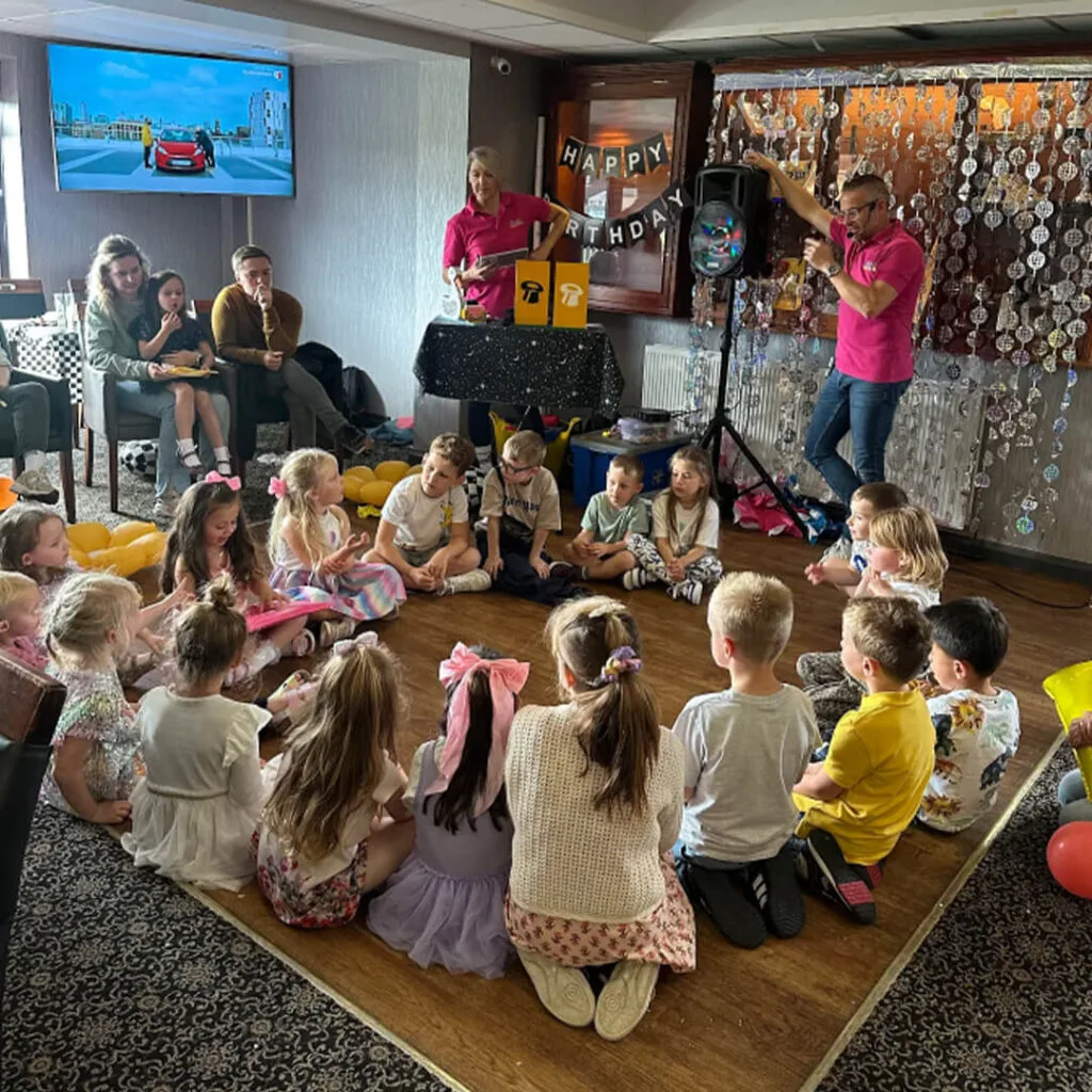 Children enjoying games and dancing at a Blackpool kids’ party
